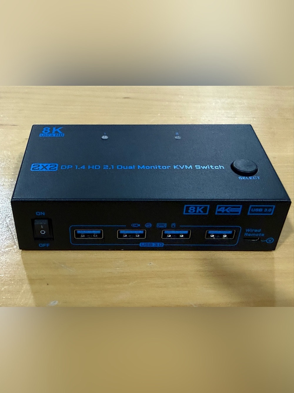 8K Ultra HD 2x2 DP 1.4 HD 2.1 Dual Monitor KVM Switch New (open Box) Sold As Is